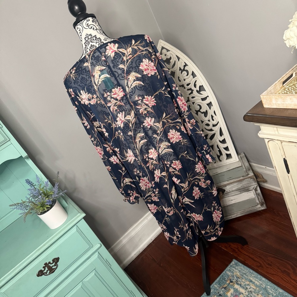 Maurices Boho Floral Long Sleeve Metallic Kimono Size 1X NWT Bohemian Resortwear - Picture 8 of 14
